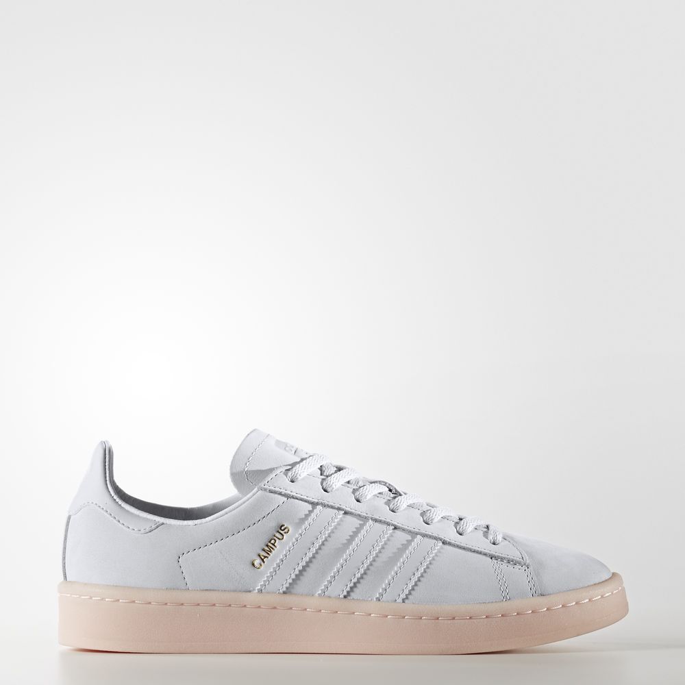 Adidas Campus - Originals γυναικεια - Γκρι/Ασπρα/Ασπρα/Ροζ,Μέγεθος: EU 36 – 54 2/3 (775NCBWT)